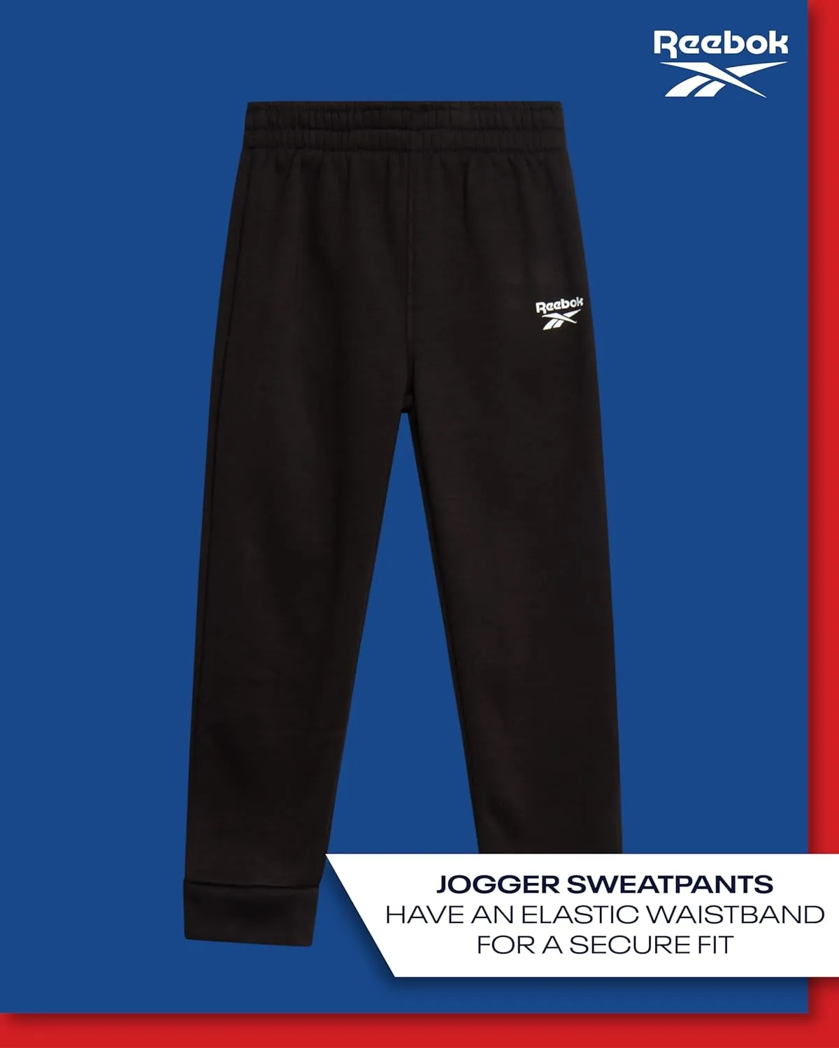 Reebok Toddler Boys' Sweatsuit Set - 2 Piece Active Fleece Hoodie Sweatshirt and Jogger Sweatpants Set for Boys (Sizes: 2T-7)