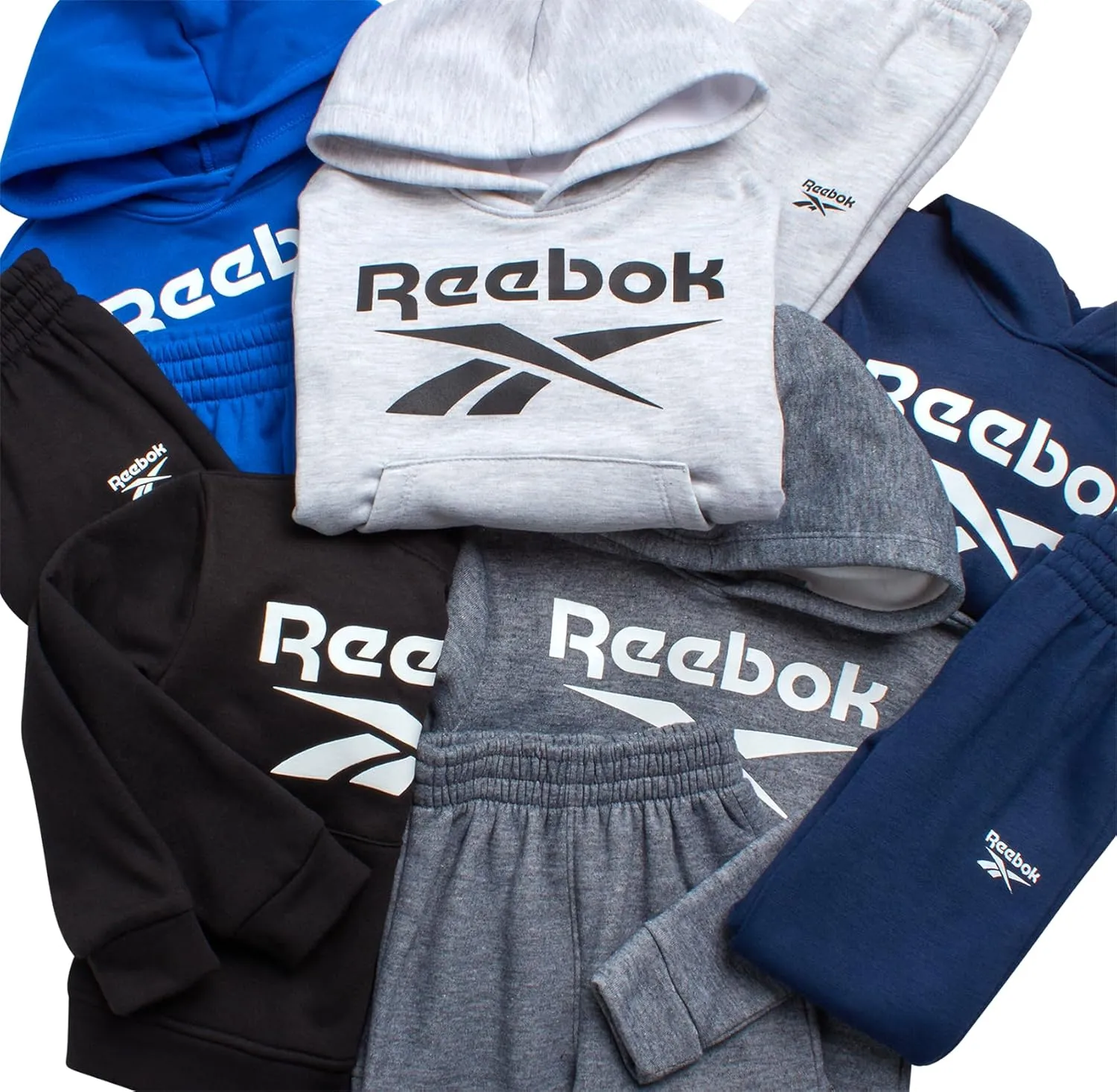 Reebok Toddler Boys' Sweatsuit Set - 2 Piece Active Fleece Hoodie Sweatshirt and Jogger Sweatpants Set for Boys (Sizes: 2T-7)