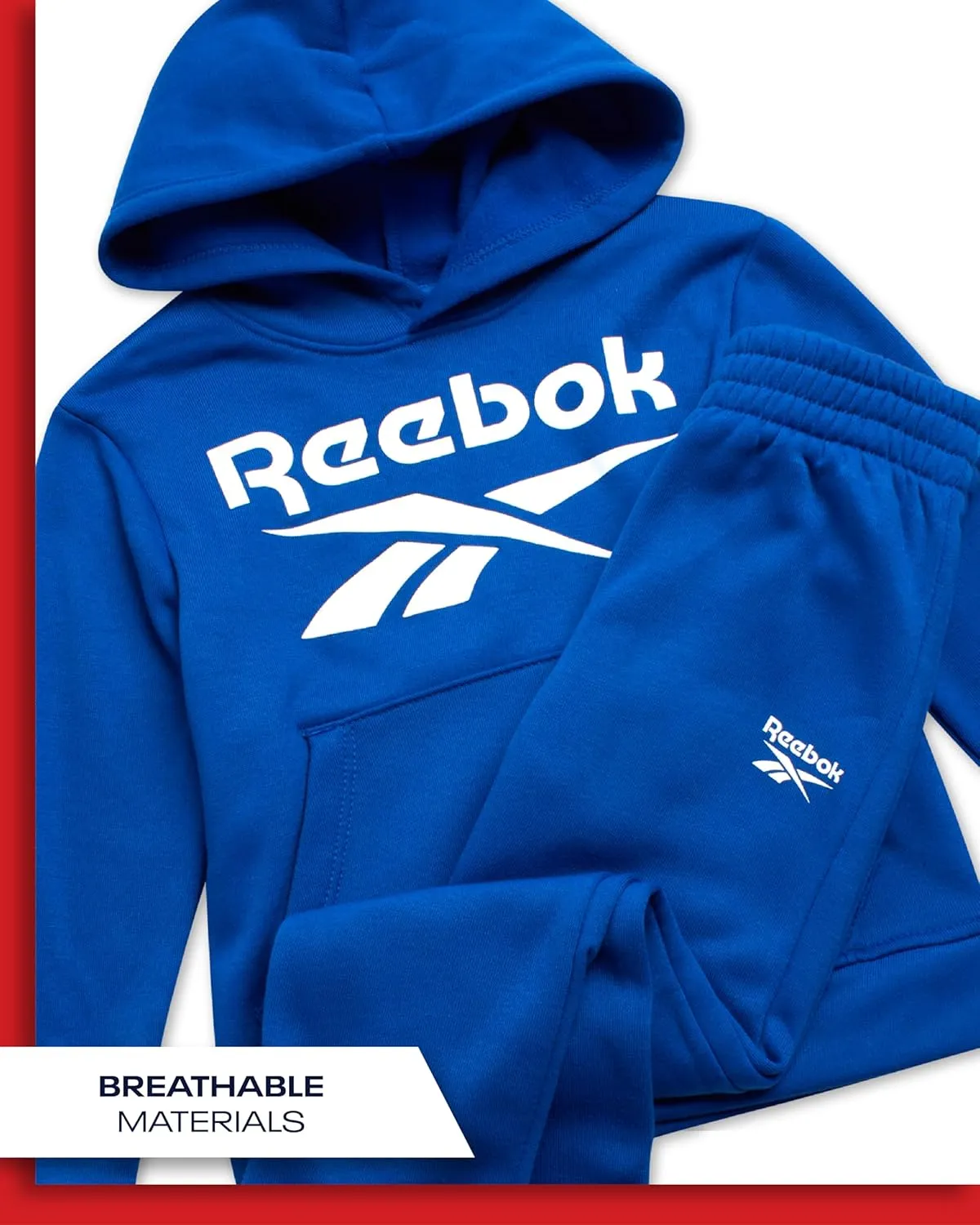 Reebok Toddler Boys' Sweatsuit Set - 2 Piece Active Fleece Hoodie Sweatshirt and Jogger Sweatpants Set for Boys (Sizes: 2T-7)
