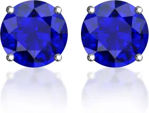 Round Stud Earrings, Cubic Zirconia 5mm Gemstone Earrings for Women, 925 Sterling Silver Earrings with Solitaire Prongs, 0.12