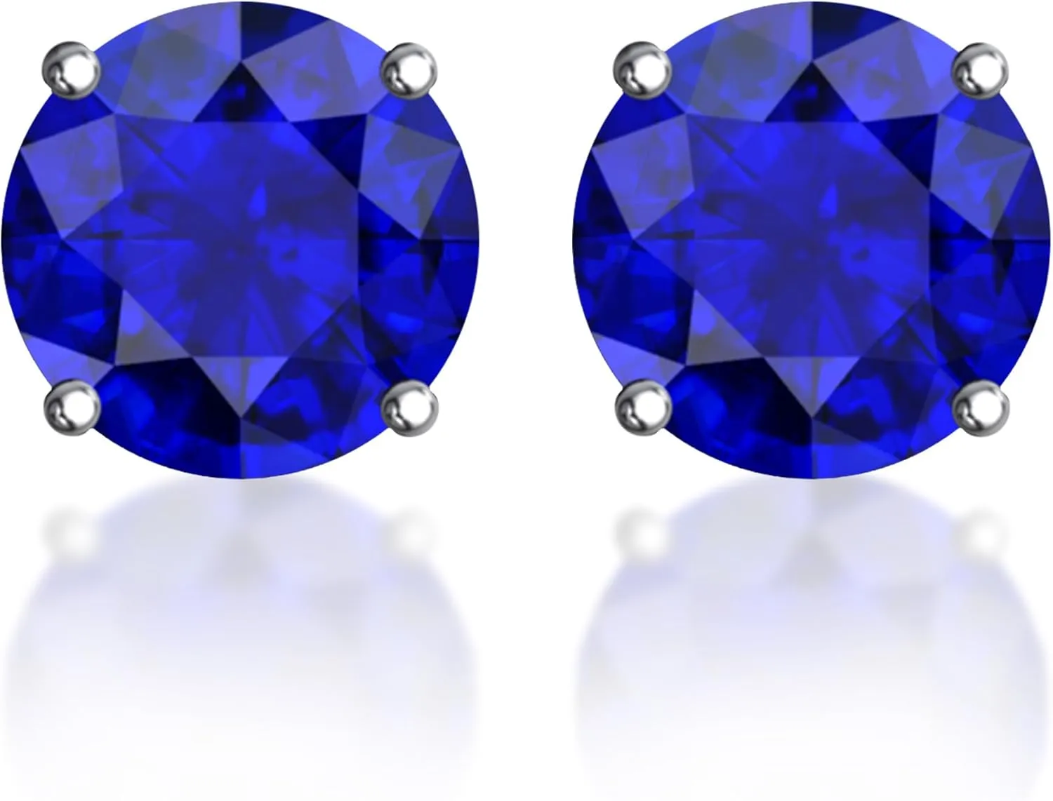 Round Stud Earrings, Cubic Zirconia 5mm Gemstone Earrings for Women, 925 Sterling Silver Earrings with Solitaire Prongs, 0.12