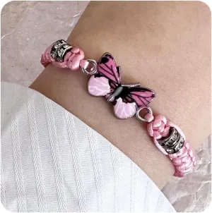 Rrdaily Cute Butterfly Hand Woven Charm Bracelets for Women,Trendy Black Adjustable Friendship Couple Bracelets for Birthday Valentine's Day Gift