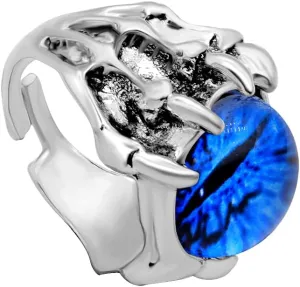 Rrdaily Gothic Punk Devil Evil Eye Rings, Open Adjustable Crystal Dragon Eagle Claw Locomotive Biker Ring for Men Party Gifts