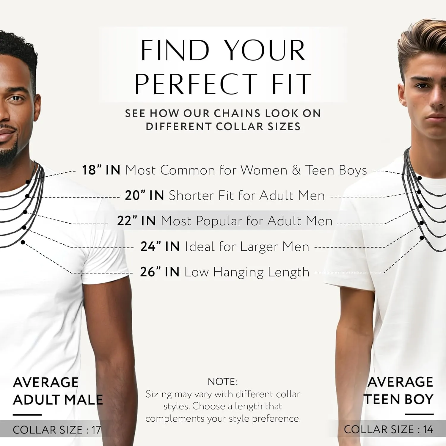 RTZN Mens Black Chain Necklace  3/3.5/5mm Rope Chains & Black Cuban Link Chain for Men & Women  Premium Non-Tarnish & Waterproof Mens Stainless Steel Necklace  18/20/22/24/26" Inch