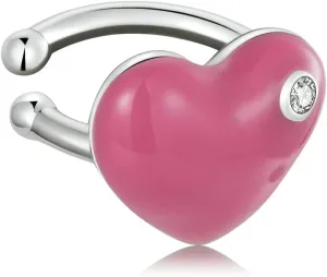 S925 Sterling Silver Candy Pink Heart Cartilage Ear Cuffs Earrings Cubic Zirconia Fake Huggie Hoops Stud Non Piercing Wrap Clip On Earring