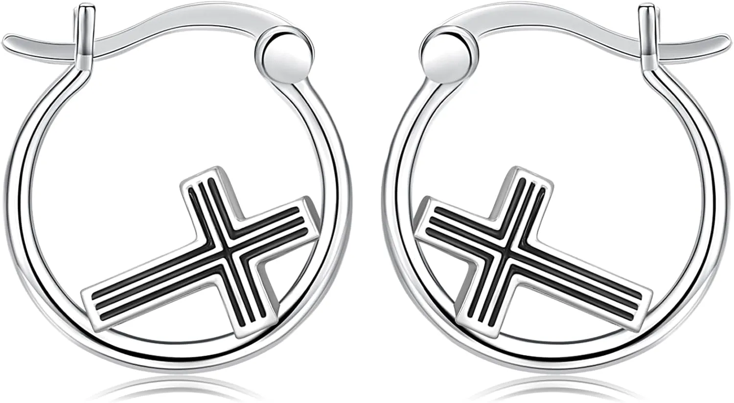 S925 Sterling Silver/Orthodox/Celtic/Anchor/Nail Cross Earrings Hoop Religiou Spiritual Jesus Cross Earrings Christmas Gift for Women Sensitive Ears