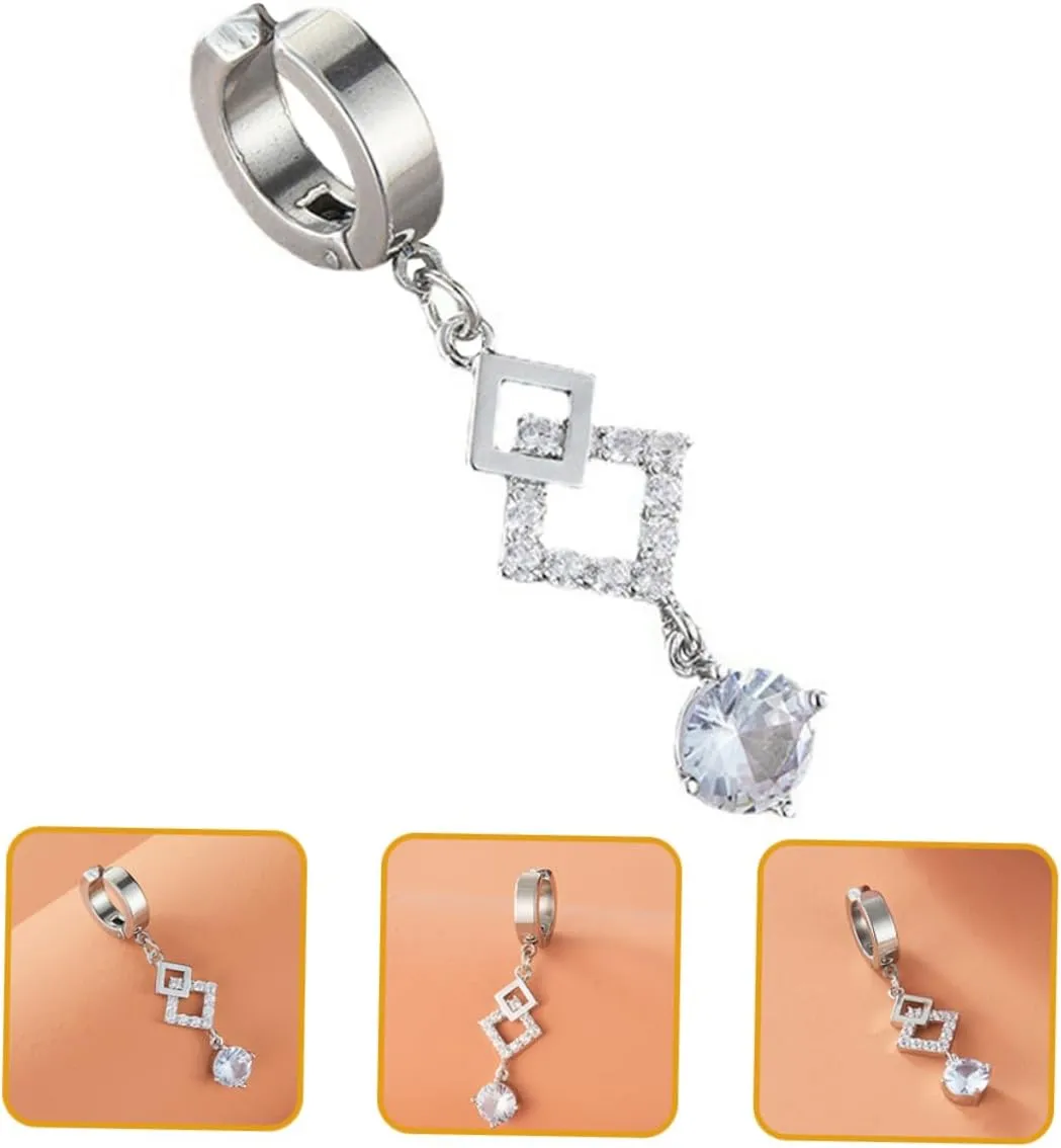 SAFIGLE Navel Ring Belly Ring Belly Button Rings Dangling Clip on Belly Button Rings Stainless Steel Belly