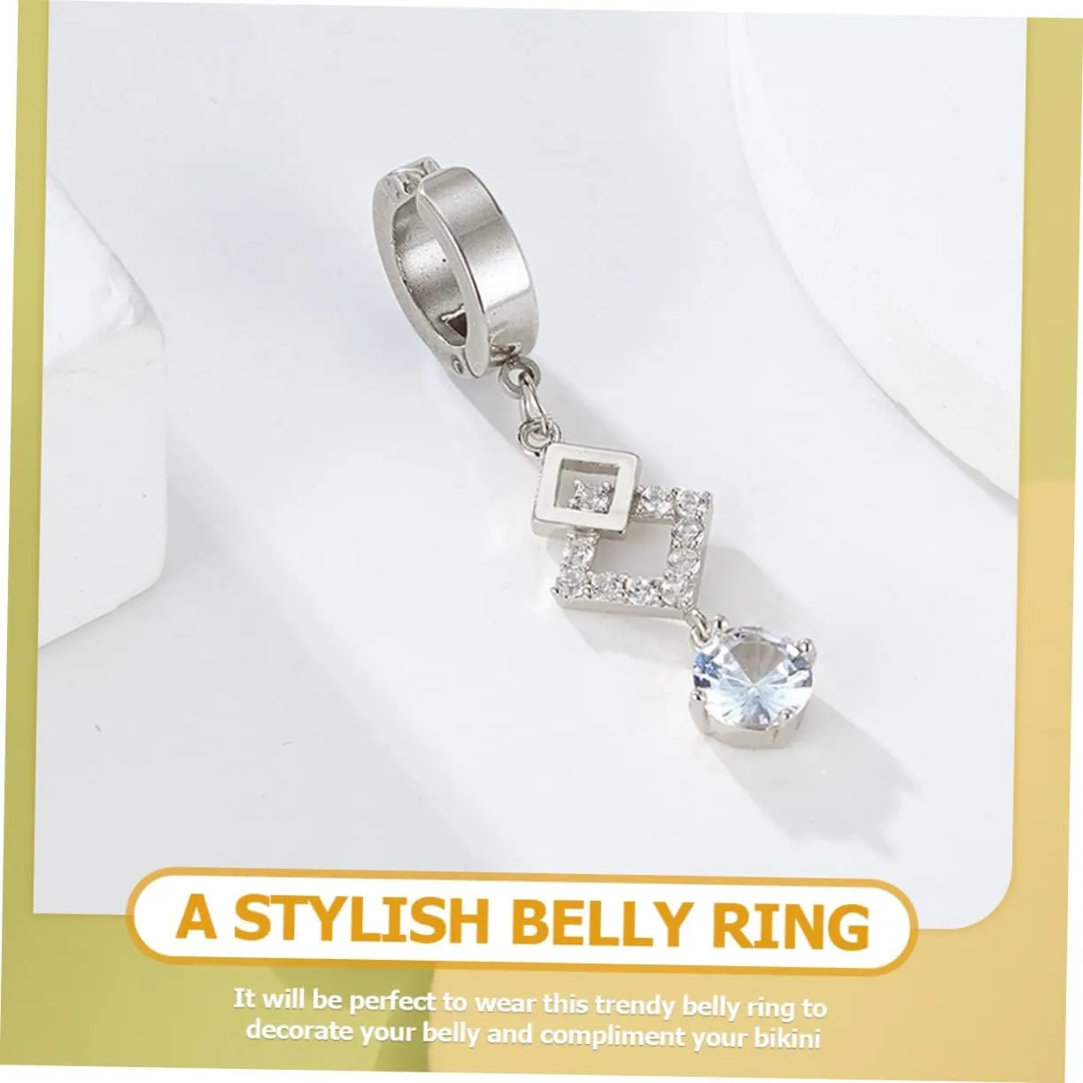 SAFIGLE Navel Ring Belly Ring Belly Button Rings Dangling Clip on Belly Button Rings Stainless Steel Belly