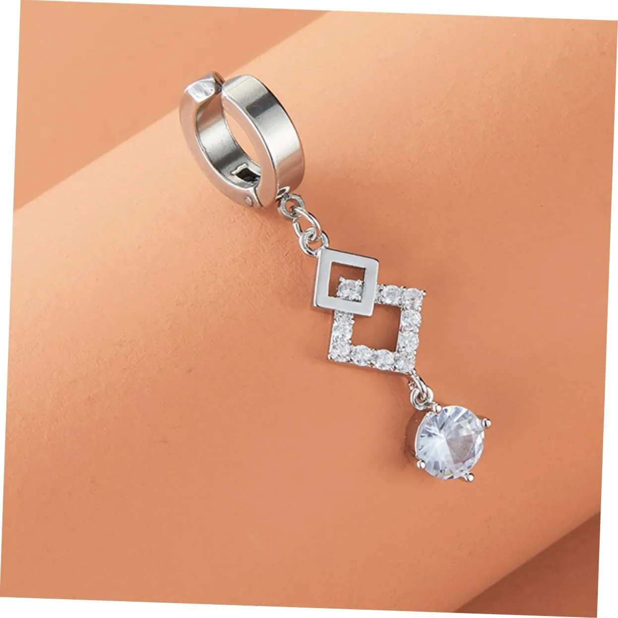 SAFIGLE Navel Ring Belly Ring Belly Button Rings Dangling Clip on Belly Button Rings Stainless Steel Belly