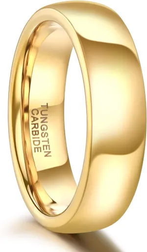 SHINYSO 2mm 4mm 6mm Tungsten Carbide Ring Dome Polished Wedding Band for Men Women Comfort Gold Fit Size 4-13