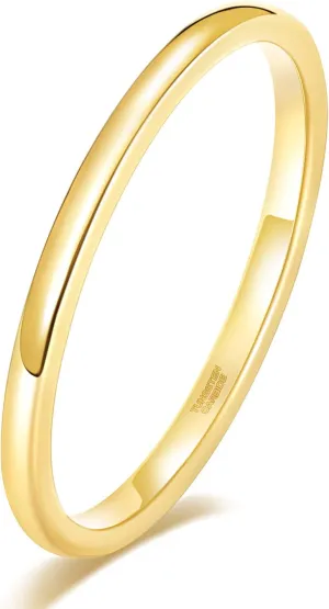 SHINYSO 2mm 4mm 6mm Tungsten Carbide Ring Dome Polished Wedding Band for Men Women Comfort Gold Fit Size 4-13