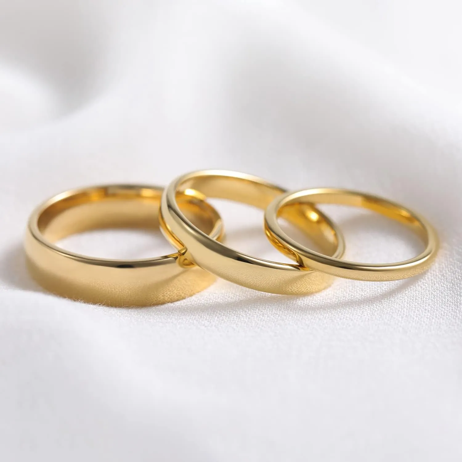 SHINYSO 2mm 4mm 6mm Tungsten Carbide Ring Dome Polished Wedding Band for Men Women Comfort Gold Fit Size 4-13