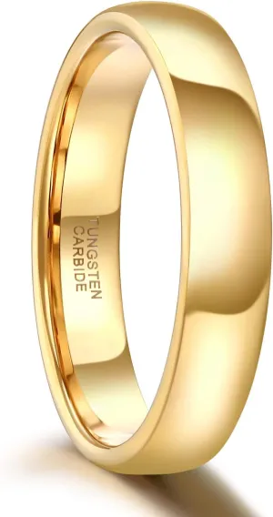 SHINYSO 2mm 4mm 6mm Tungsten Carbide Ring Dome Polished Wedding Band for Men Women Comfort Gold Fit Size 4-13