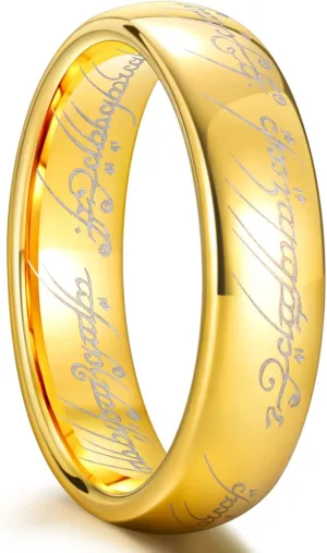 SHINYSO 6mm 8mm Tungsten Carbide Rings Gold Plated Wedding Band for Men Women Polished Comfort Fit Size 6-13