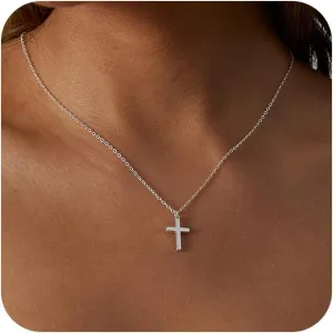 Silver Cross Necklace for Women Simple Cross Pendant Necklace Dainty Silver Plated Cross Necklaces Trendy Jewelry Gifts