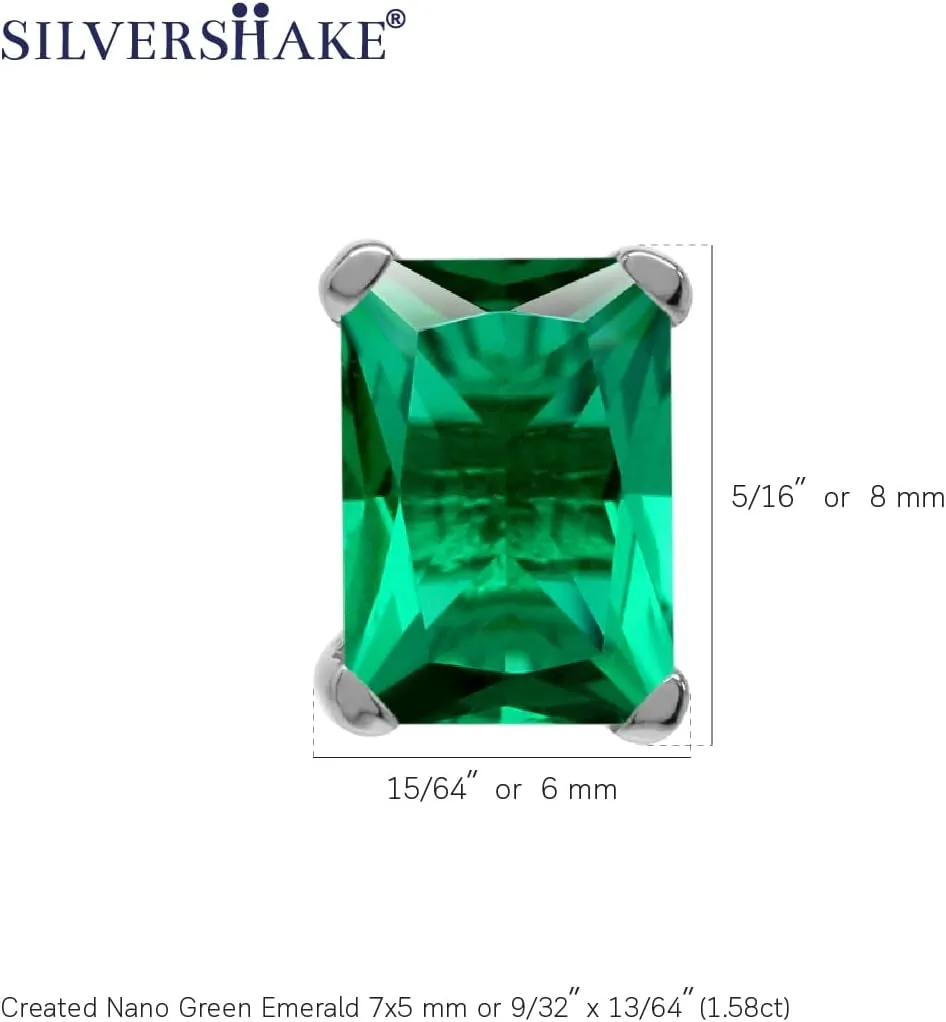 Silvershake 7X5MM Octagon Shape Gemstone White Gold Plated or Yellow Gold Plated 925 Sterling Silver Business Attire Stud Post Earrings Jewelry for Women