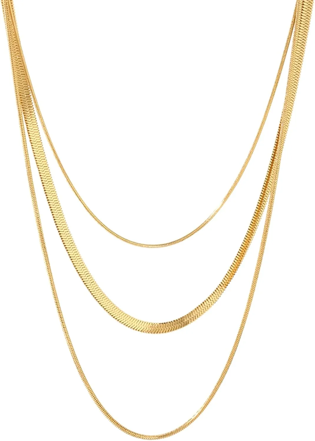 Simple Layered Necklaces for Women, Trendy Layering Herringbone Snake Paperclip Chain Fashion Jewelry for Women