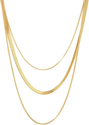 Simple Layered Necklaces for Women, Trendy Layering Herringbone Snake Paperclip Chain Fashion Jewelry for Women
