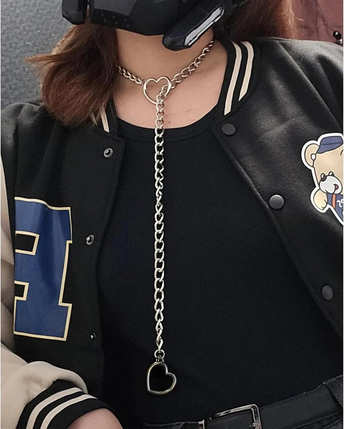 Slip Chain Necklace Heart Slip Chain Choker for Women Gothic Rock Cuban Link Necklaces Adjustable Long Lariat Y Necklace Gifts