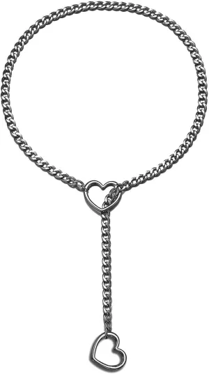 Slip Chain Necklace Heart Slip Chain Choker for Women Gothic Rock Cuban Link Necklaces Adjustable Long Lariat Y Necklace Gifts