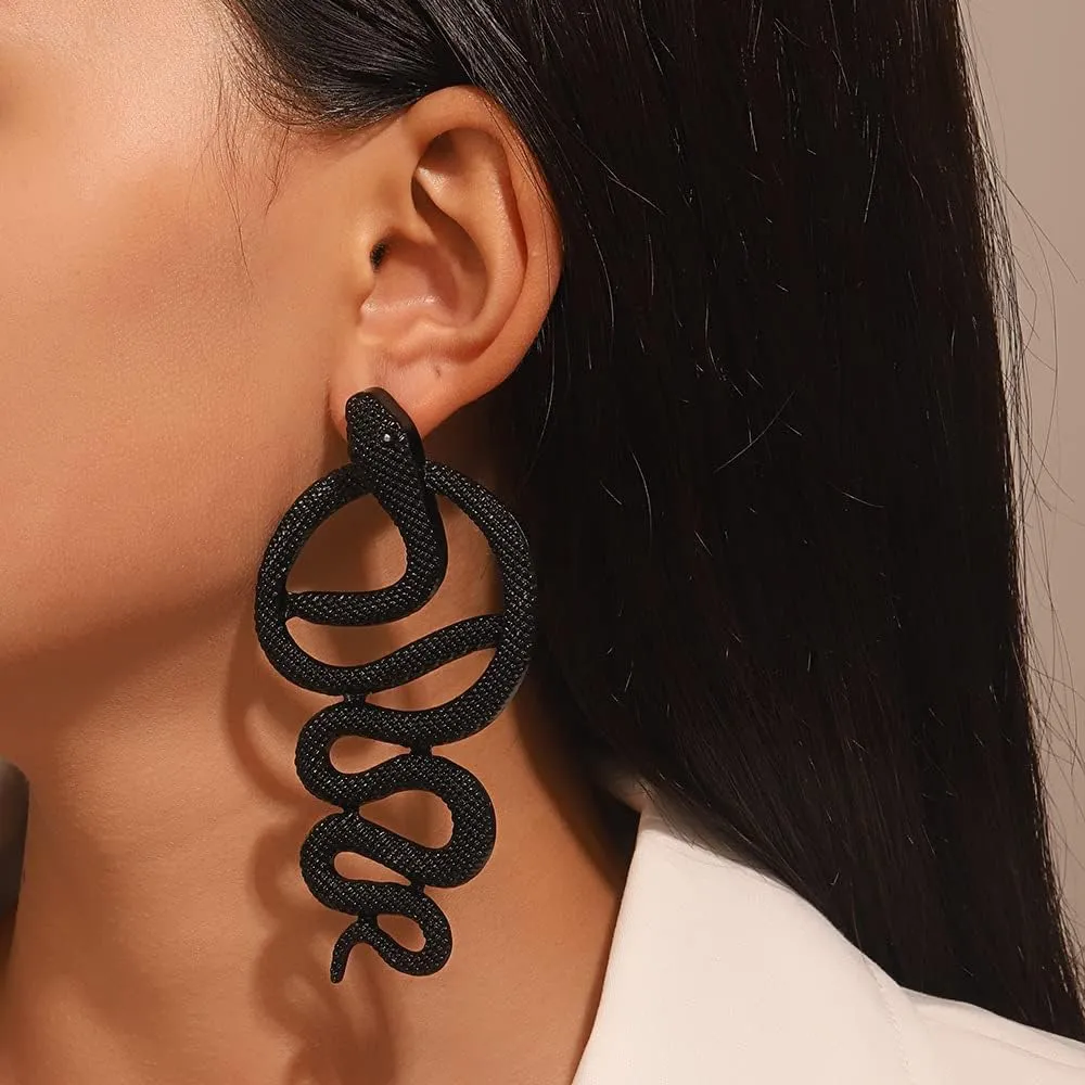 Snake Studs Earrings Gold Long Dangle Serpent Earrings Snake Climber Earrings CZ Snake Ear Clip Wrap Around Earring Silver Punk Snake Earrings Jewelry