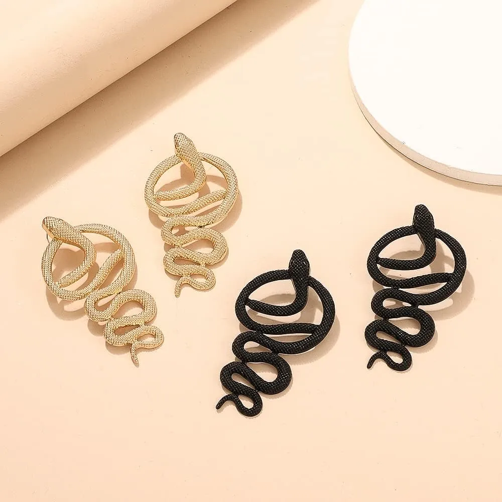 Snake Studs Earrings Gold Long Dangle Serpent Earrings Snake Climber Earrings CZ Snake Ear Clip Wrap Around Earring Silver Punk Snake Earrings Jewelry