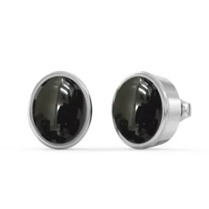 Solid 925 Sterling Silver Stud Earrings For Womens Natural Black Onyx Ear Stud Sterling Silver Ear Stud Oval Gemstone Dainty Ear Stud
