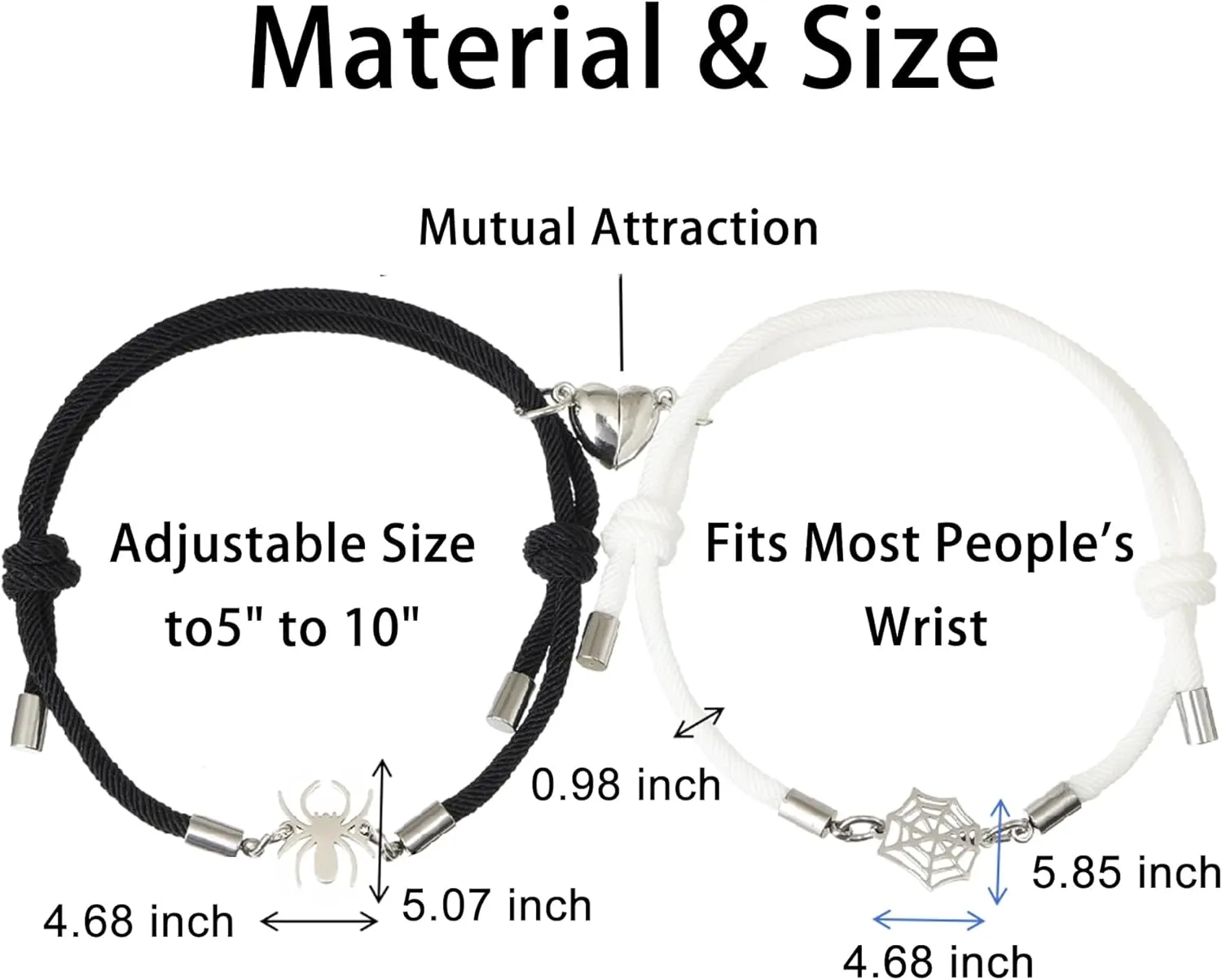 Spider Bracelets for Couples Heart Mutual Attraction Relationship Bracelet Spider Friendship Matching Bracelets for Couples Girlfriend Boyfriend BFF Best Friends
