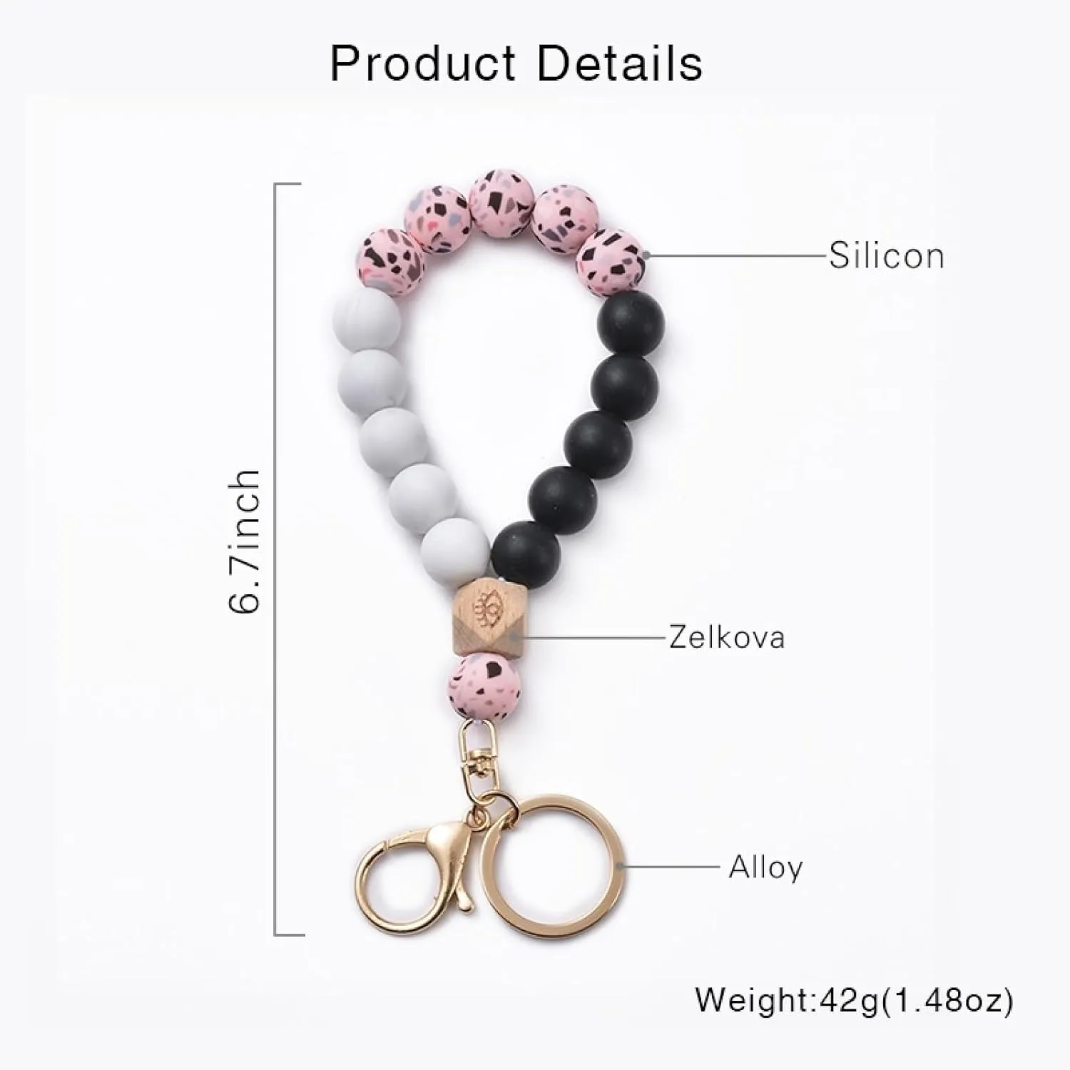 Stacked Bracelet, Metal Bracelet for Men Crystal Black Alloy Adjustable Round Natural Stone Beads for Wedding A Best Friend Bracelet