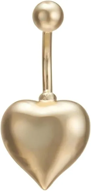 Stainless Steel Hoop Belly Button Rings, Navel Rings for Women Gold Polished Gold Heart Pendant Gold Belly Ring