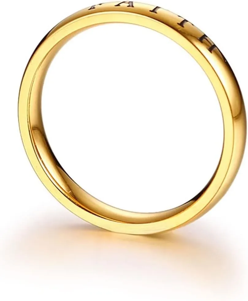Stainless Steel Rings for Women, Promise Rings for Women Polished 3MM English Engraved Love Comfort Fit Custom Personalized Ring Silver