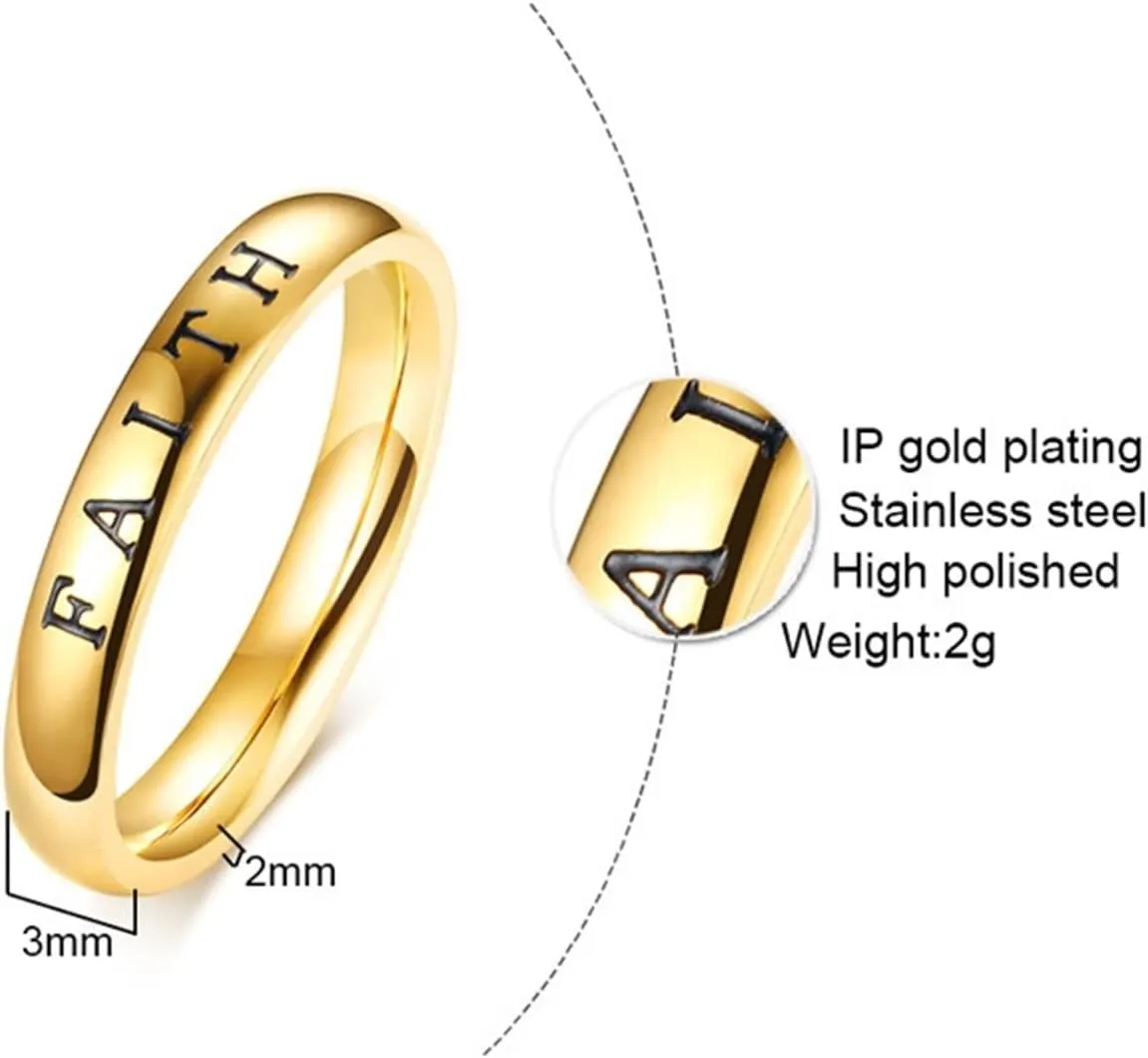 Stainless Steel Rings for Women, Promise Rings for Women Polished 3MM English Engraved Love Comfort Fit Custom Personalized Ring Silver