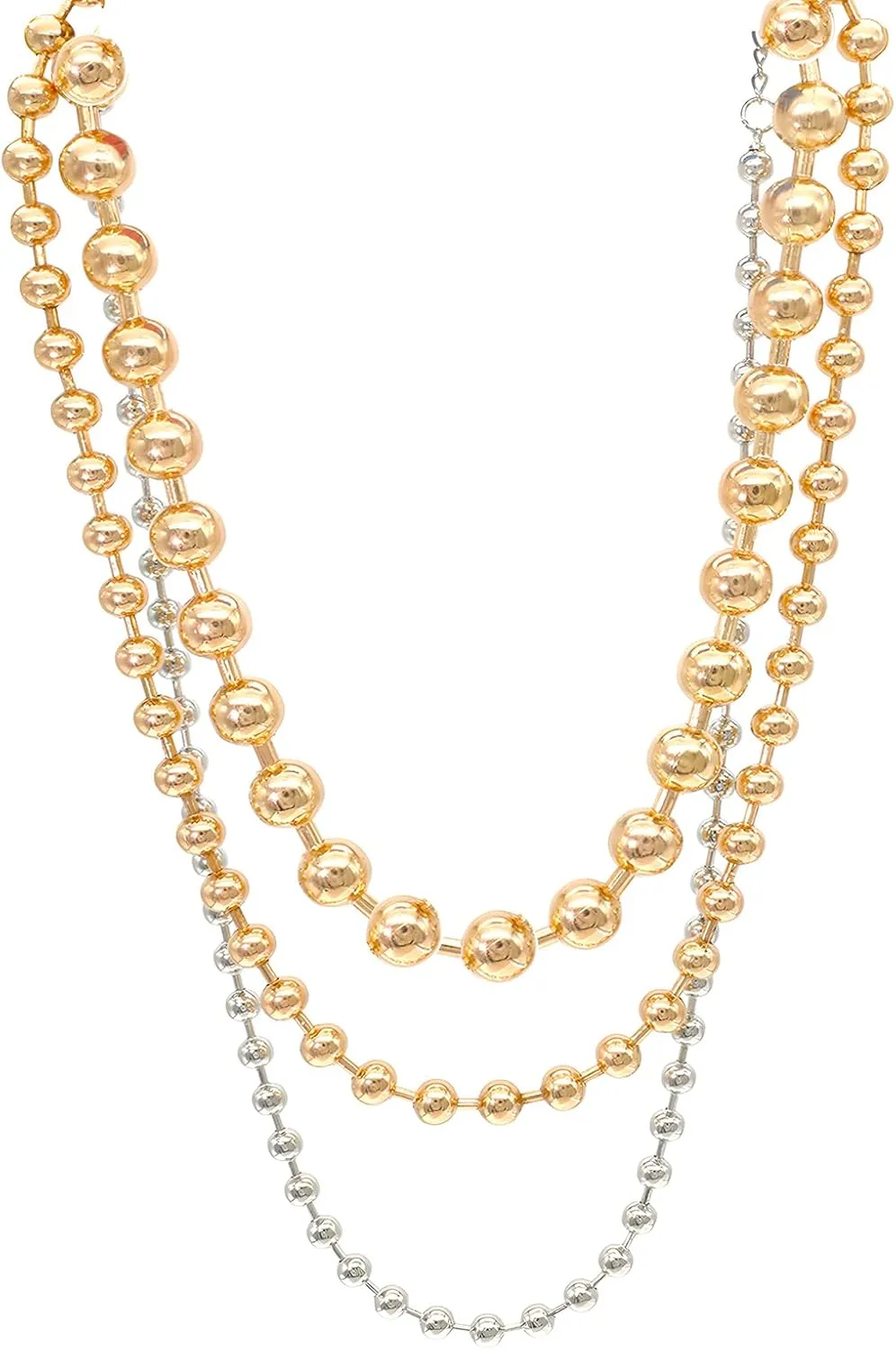 Statement Puffy Heart Pendant Necklace Chunky Beaded Ball Chain Necklace Trendy Beads Jewelry y2k Necklaces