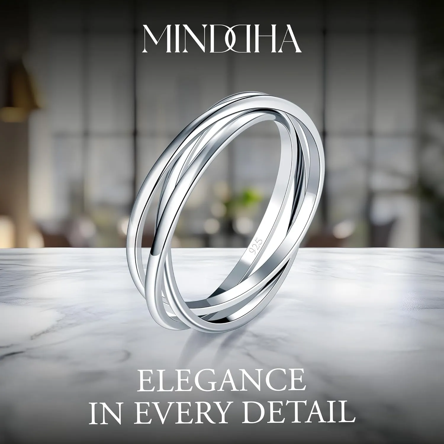 Sterling Silver Interlocking Ring for Women - 925 Trinity Rolling Ring - Handmade Dainty Stackable Jewelry Rings, Ideal Gift for Anniversary or Special Occasions - 2mm or 3mm Bands, Sizes 4-12