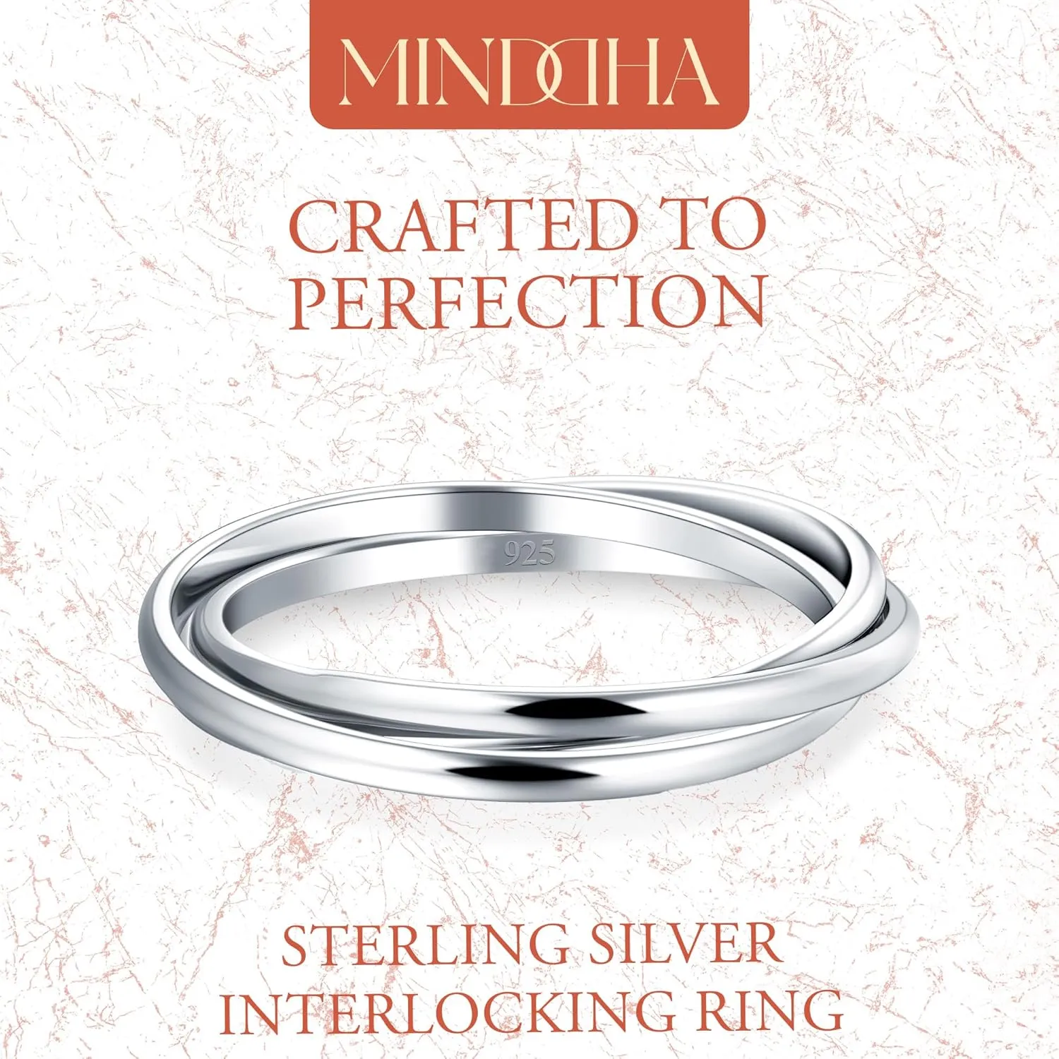 Sterling Silver Interlocking Ring for Women - 925 Trinity Rolling Ring - Handmade Dainty Stackable Jewelry Rings, Ideal Gift for Anniversary or Special Occasions - 2mm or 3mm Bands, Sizes 4-12