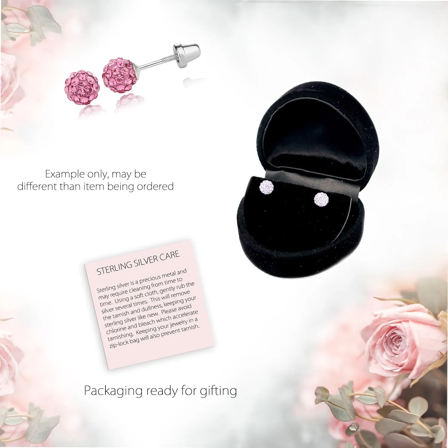 Sterling Silver Simulated Birthstone Pave Ball Screw-Back Earrings for Little Girls and Kids