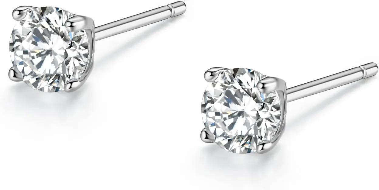 Stud Earrings,925 Sterling Silver,Platinum Plated
