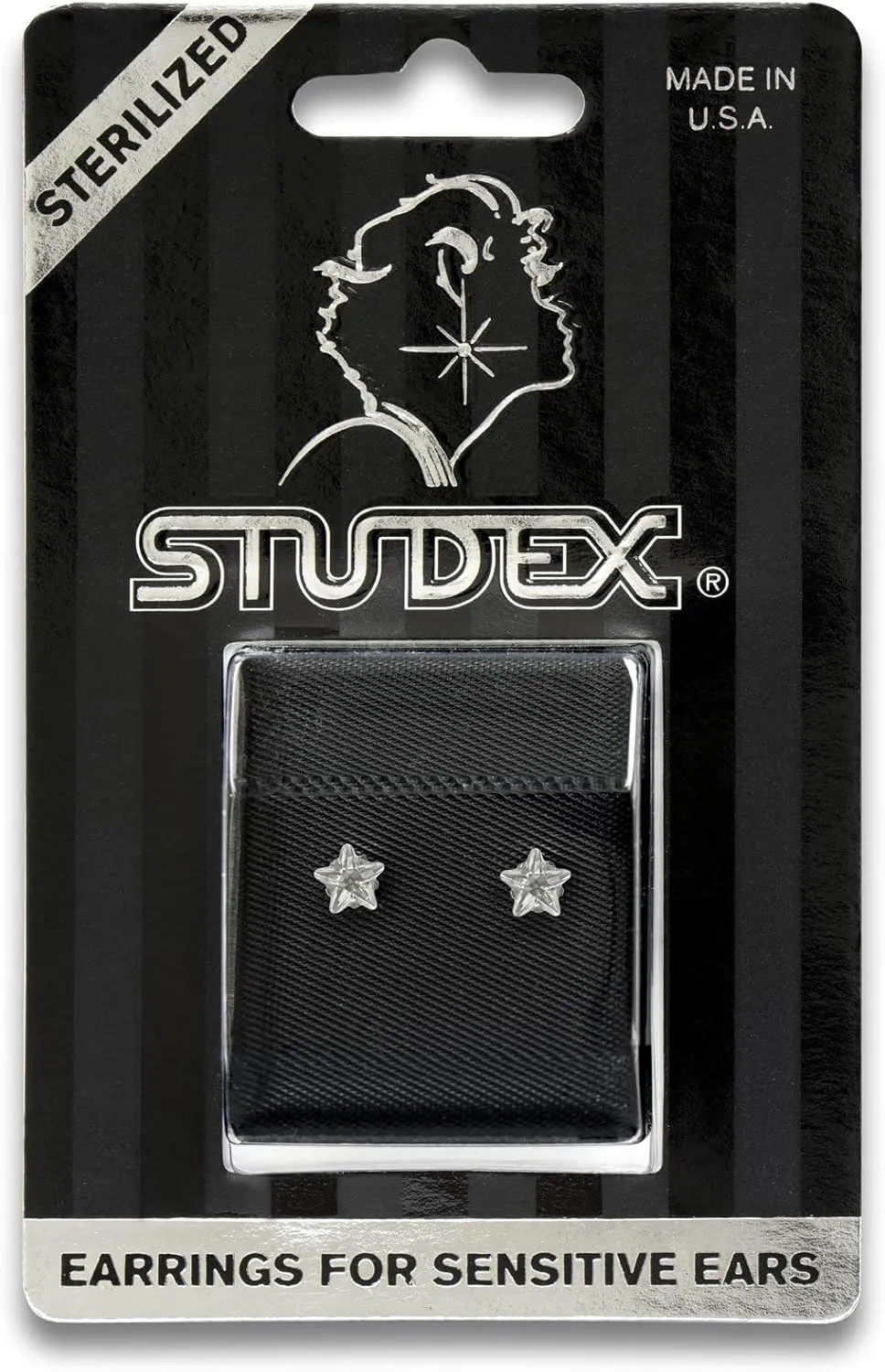 STUDEX Sensitive Star Cut Cubic Zirconia Stud Earrings 5mm | Hypoallergenic and Nickel Safe for Sensitive Ears | High Fashion Earrings for Women and Men