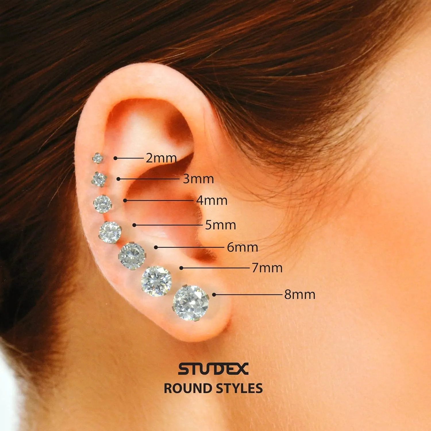 STUDEX Sensitive Star Cut Cubic Zirconia Stud Earrings 5mm | Hypoallergenic and Nickel Safe for Sensitive Ears | High Fashion Earrings for Women and Men