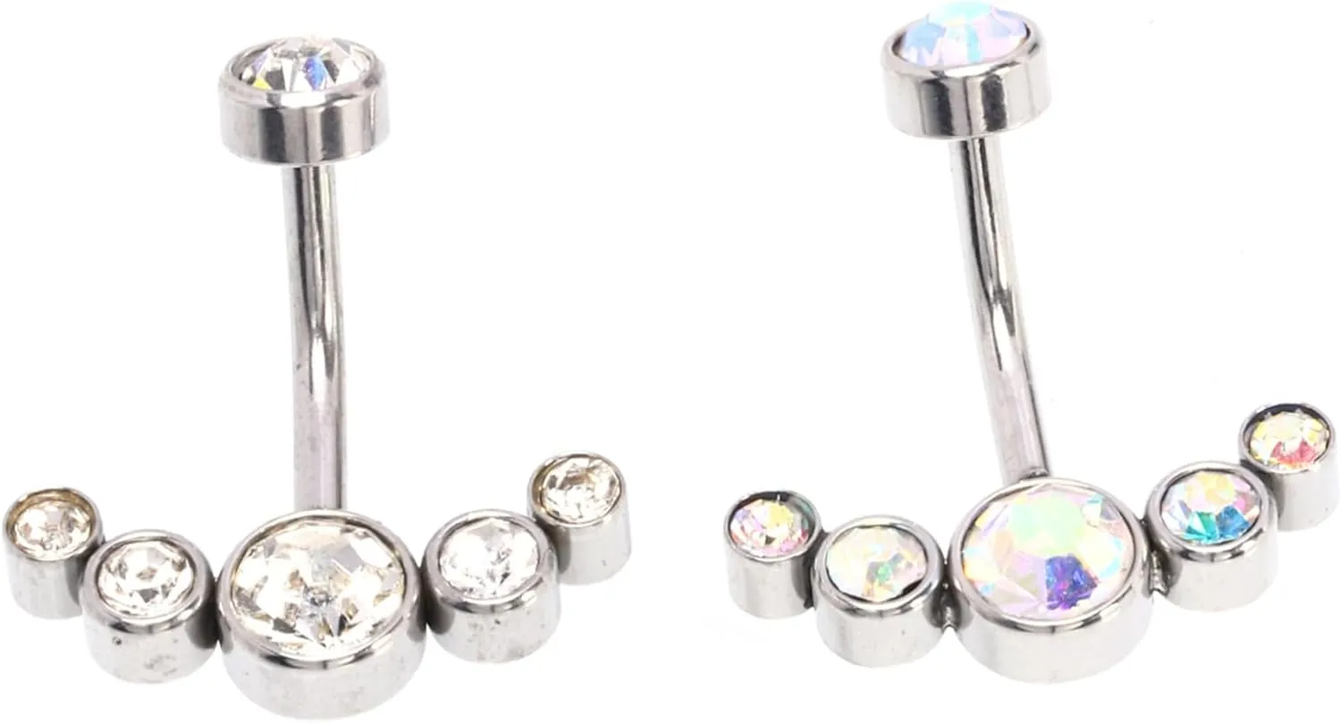 Stylish Belly Piercing Navel Rings Set of 2 Decorative Body Jewelry High Polished for Women