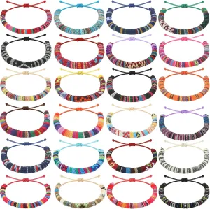 Sureio 24 Pieces VSCO Bracelets for Friendship Bracelets Woven Braided for Women and Men Boho Adjustable Ethnic Tribal Rope String