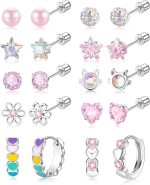 Surgical Stainless Steel Earrings Hypoallergenic Screw Back Stud Earrings for Women
