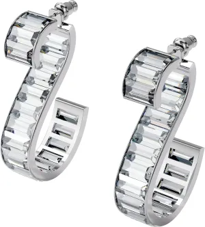 SWAROVSKI Matrix Pierced Earrings with, Clear Crystals with a Curved Rhodium Finish Setting, Part of the Swarovski Matrix Collection