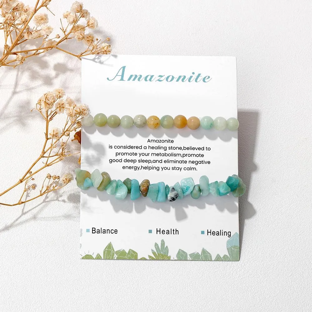 tenghong2021 Healing Natural Stone Bracelets for Women Men Irregular Stone Beaded Bracelets Healing Crystal Gemstone Stretch Bracelet Jewelry Gifts