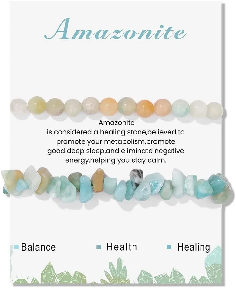 tenghong2021 Healing Natural Stone Bracelets for Women Men Irregular Stone Beaded Bracelets Healing Crystal Gemstone Stretch Bracelet Jewelry Gifts
