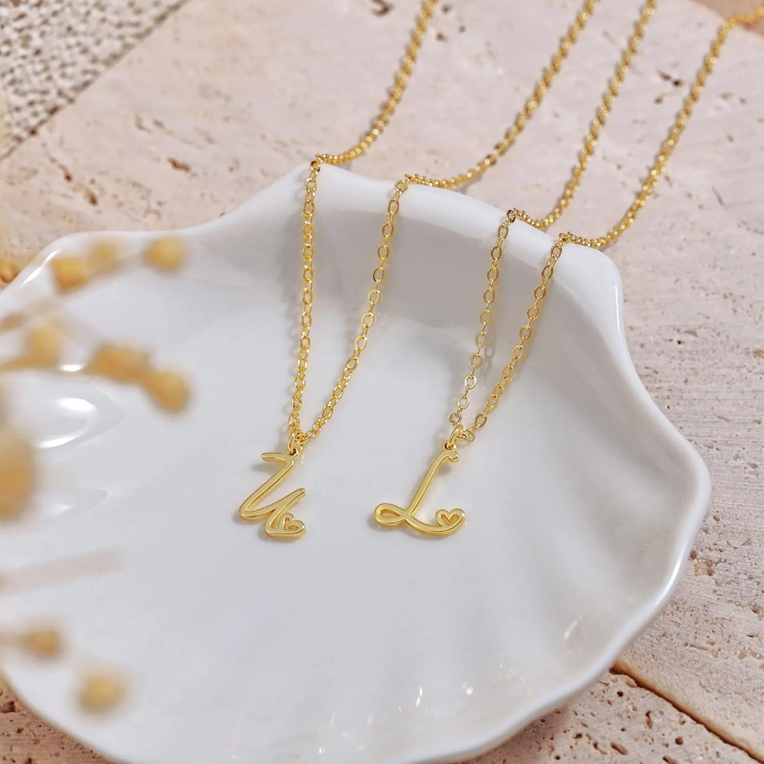 Tewiky Initial Necklace for Women-14k Gold Filled Dainty Letter Necklaces Trendy Cute Custom Personalized Monogram