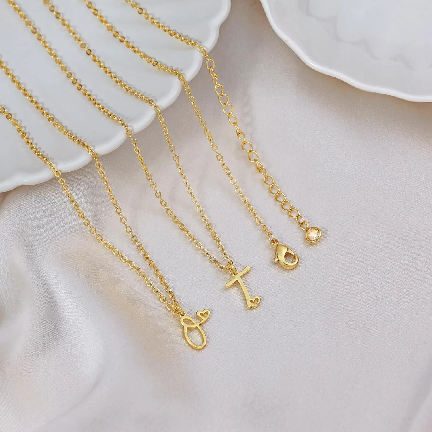 Tewiky Initial Necklace for Women-14k Gold Filled Dainty Letter Necklaces Trendy Cute Custom Personalized Monogram