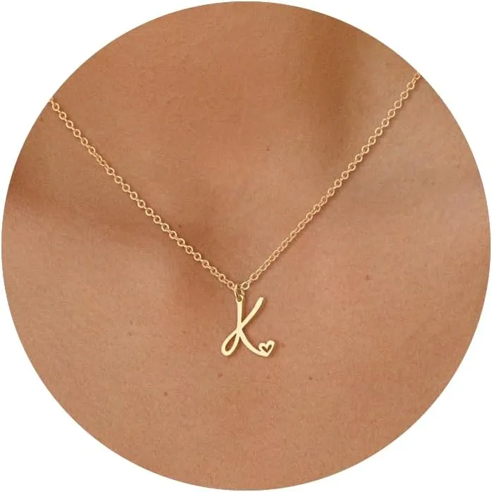Tewiky Initial Necklace for Women-14k Gold Filled Dainty Letter Necklaces Trendy Cute Custom Personalized Monogram