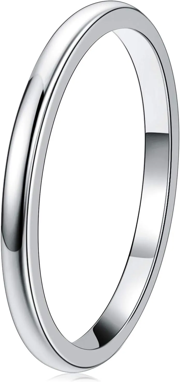 THREE KEYS JEWELRY 1mm 2mm 4mm 6mm 8mm Tungsten Wedding Ring for Women Mens Wedding Bands Silver/Back Domed Polished Engagement Band