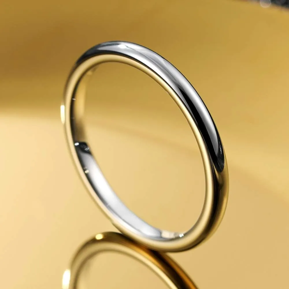 THREE KEYS JEWELRY 1mm 2mm 4mm 6mm 8mm Tungsten Wedding Ring for Women Mens Wedding Bands Silver/Back Domed Polished Engagement Band